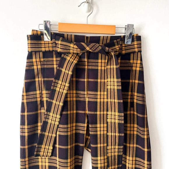 Aritzia Wilfred Tie-Front Jallade Cropped High Waisted Pant Plaid Size 2 - Picture 4 of 7